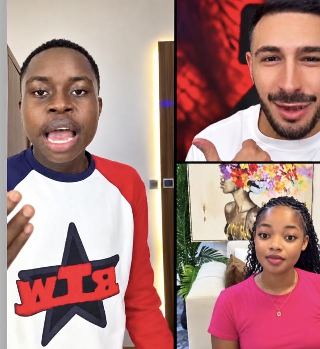 Split screen from a TikTok Live: Peller talking to the camera on the left, with two other streamers on the right